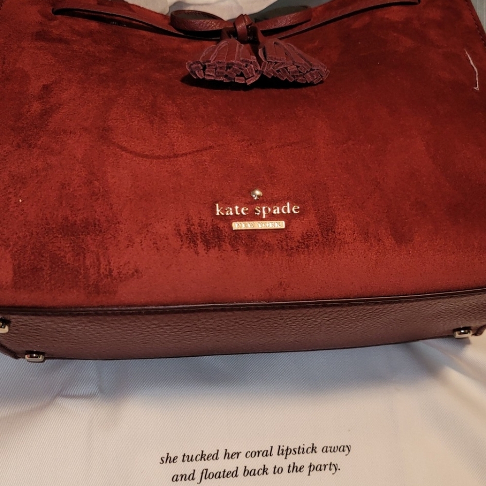 Kate Spade Red Suede Tote Bag - Picture 5 of 13